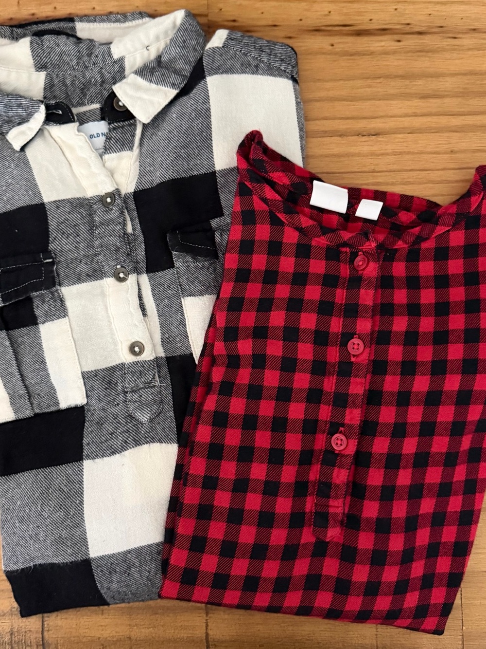 GAP Girls Black & White Buffalo Plaid and Red & Black Buffalo Plaid Top Duo - Picture 3 of 7